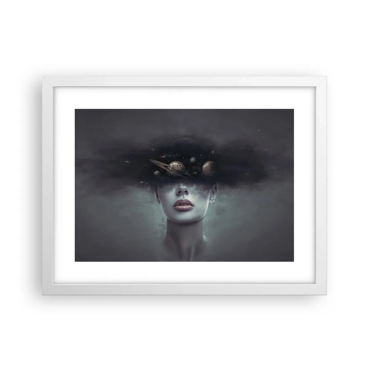 Affiche dans un cadre blanc - Poster - Et les planètes deviennent folles... - 40x30 cm