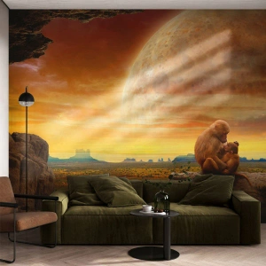 Papier Peint Photo Premium Sand - L'amour est le même partout - Paysage, Singe, Abstraction - 250x175 cm