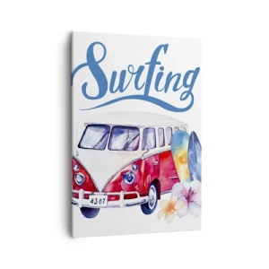 Impression sur toile - Image sur toile - Des graphismes colorés avec un thème de bus et de surf - 50x70cm - Concombre - un classique pour un surfeur - Décoration murale moderne pour le salon et la chambre ARTTOR
