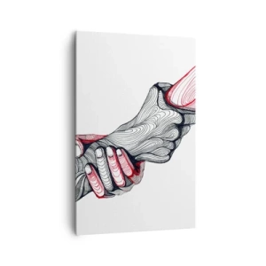 Impression sur toile - Image sur toile - Des mains artistiques se tenant l'une l'autre dans un style minimaliste - 80x120cm - Vous êtes entre de bonnes mains - Décoration murale moderne pour le salon et la chambre ARTTOR