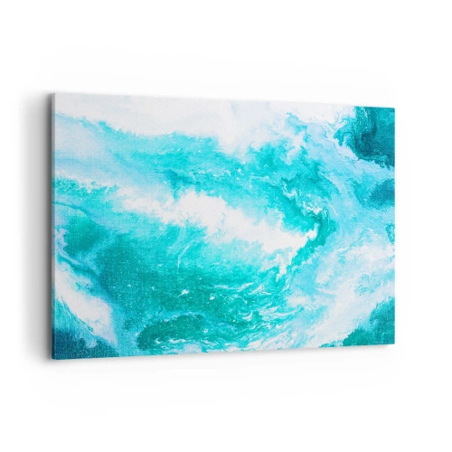 Impression sur toile - Image sur toile - Tourbillon abstrait dans les tons de bleu - 100x70cm - Au coeur de l'élément - Décoration murale moderne pour le salon et la chambre ARTTOR