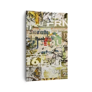 Impression sur toile - Image sur toile - Un collage de fragments de journaux et d'affiches dans un style artistique. - 80x120cm - Oh, il se passe quelque chose... - Décoration murale moderne pour le salon et la chambre ARTTOR