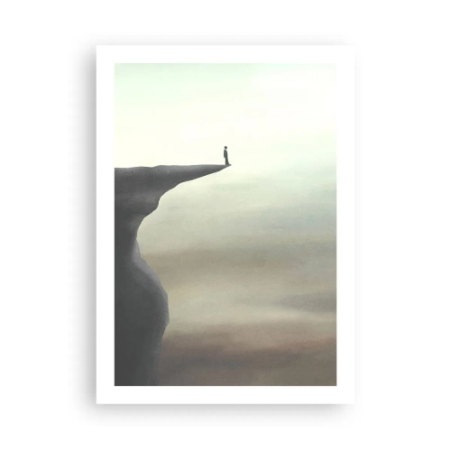 Affiche - Poster - Silhouette d'une femme debout au bord d'une falaise - 50x70cm - Tout en haut, bien entendu! - Décoration murale moderne pour le salon et la chambre ARTTOR