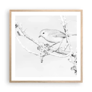 Affiche dans un chêne clair - Poster - Matin d'hiver - 60x60 cm