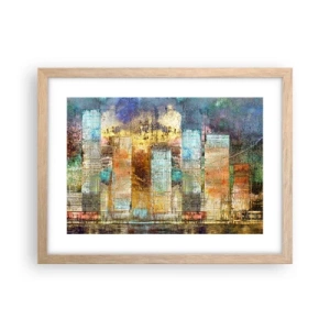Affiche dans un chêne clair - Poster - Une métropole ensoleillée - 40x30 cm
