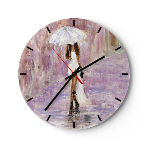 Horloge murale - Pendule murale - Sous la pluie lilas - 40x40 cm