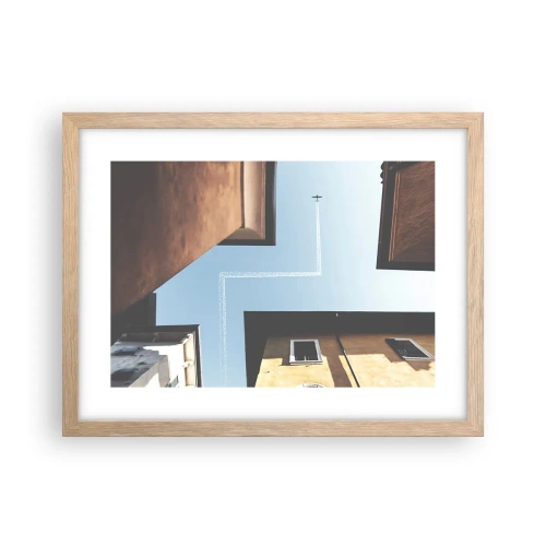 Affiche dans un chêne clair - Poster - Au-dessus du labyrinthe de la ville - 40x30 cm