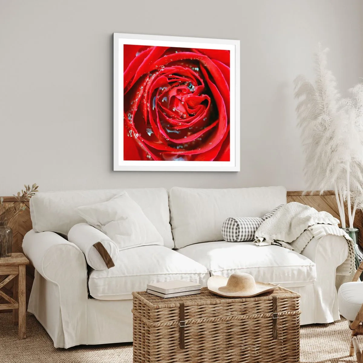 Affiche dans un cadre blanc - Poster - Dans les gouttes de rosée - 30x30 cm