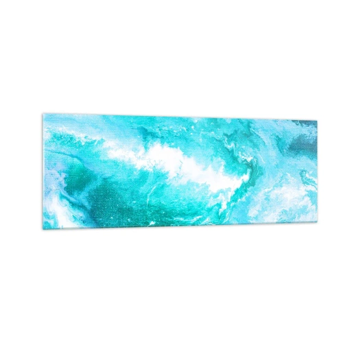 Impression sur verre - Image sur verre - Tourbillon abstrait dans les tons de bleu - 140x50cm - Au coeur de l'élément - Décoration murale moderne pour le salon et la chambre ARTTOR