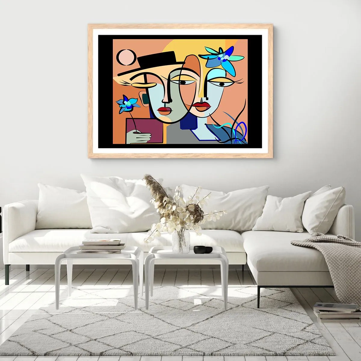 Affiche dans un chêne clair - Poster - Le Rendez-vous de Picasso - 100x70 cm
