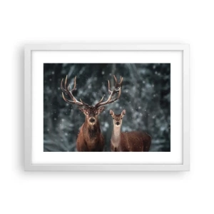 Affiche dans un cadre blanc - Poster - Le roi de la forêt avec sa femme - 40x30 cm