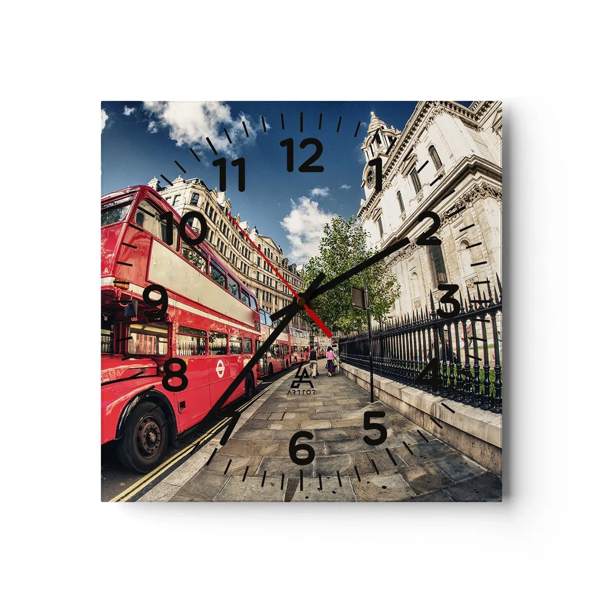 Horloge murale - Pendule murale - Rue de Londres en gris et rouge - 30x30 cm