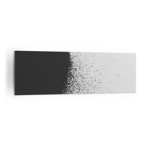 Impression sur toile - Image sur toile - Motif abstrait avec des particules noires sur un fond clair - 160x50cm - Mouvement des molécules - Décoration murale moderne pour le salon et la chambre ARTTOR