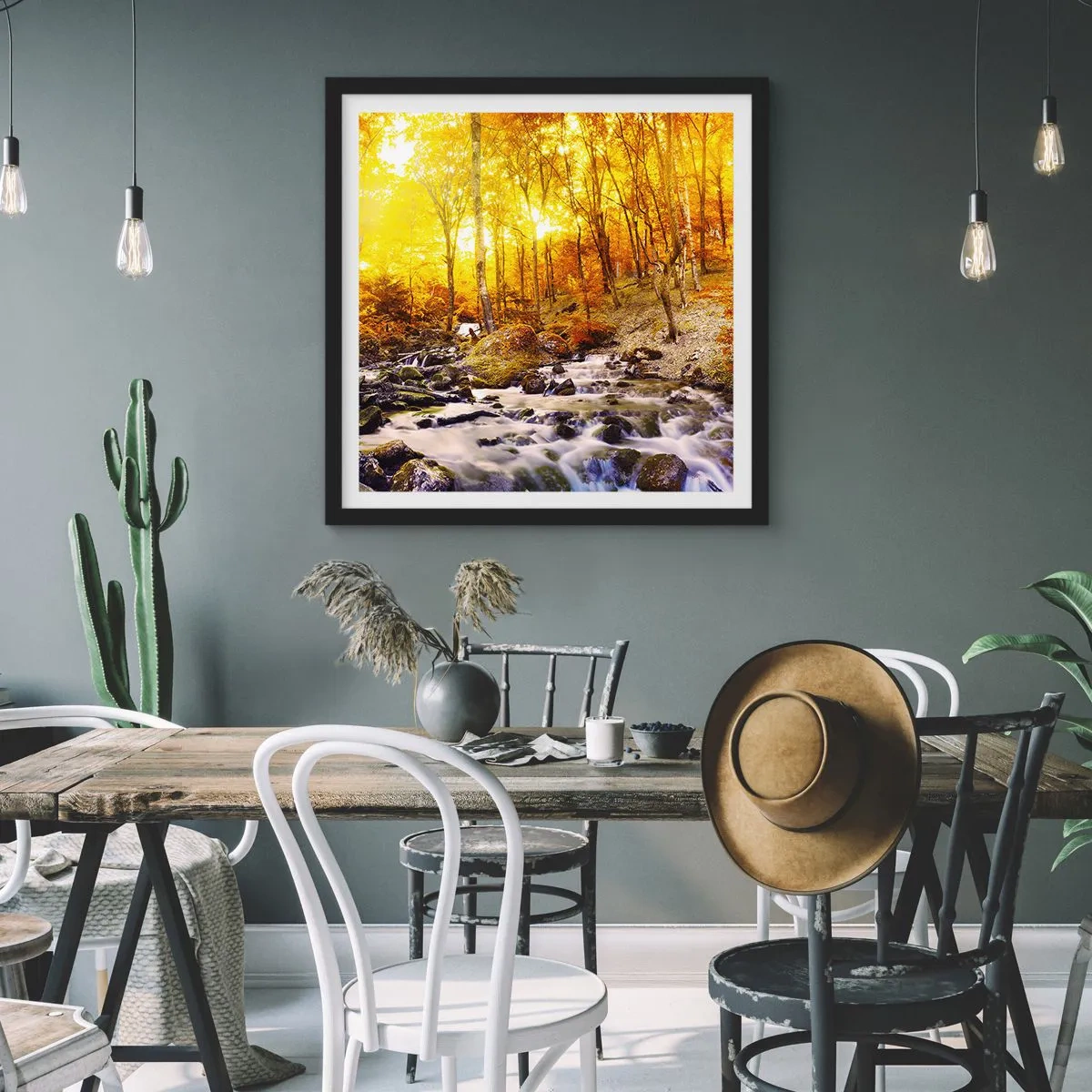 Affiche dans un cadre noir - Poster - Pierres serties d'or et de platine - 30x30 cm