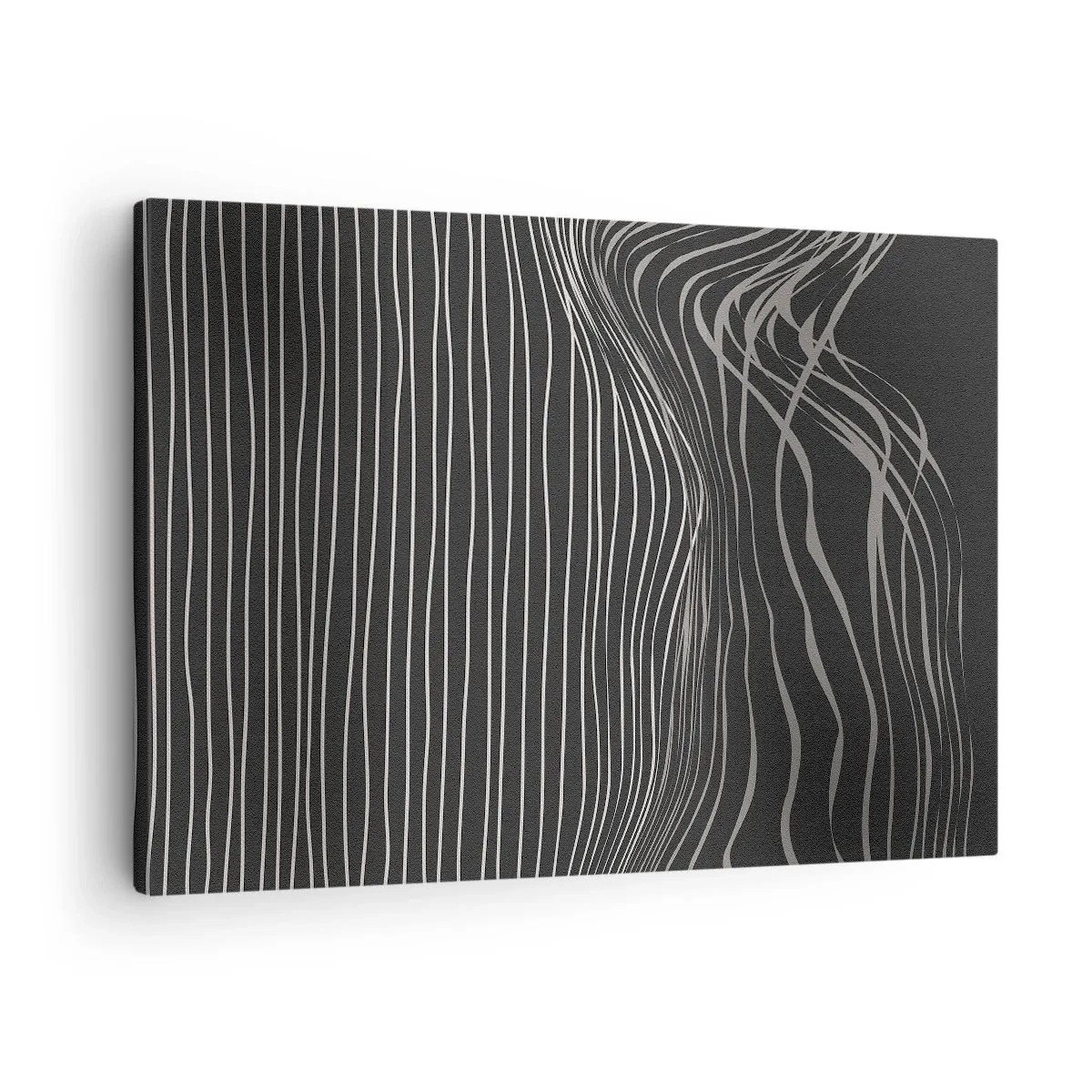 Impression sur toile - Image sur toile - Lignes blanches sur fond gris foncé dans un arrangement abstrait - 70x50cm - Rythme et accent - Décoration murale moderne pour le salon et la chambre ARTTOR