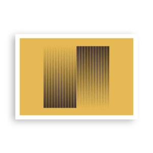Affiche - Poster - Lignes noires verticales sur fond jaune - 100x70cm - Cadre opposé - Décoration murale moderne pour le salon et la chambre ARTTOR