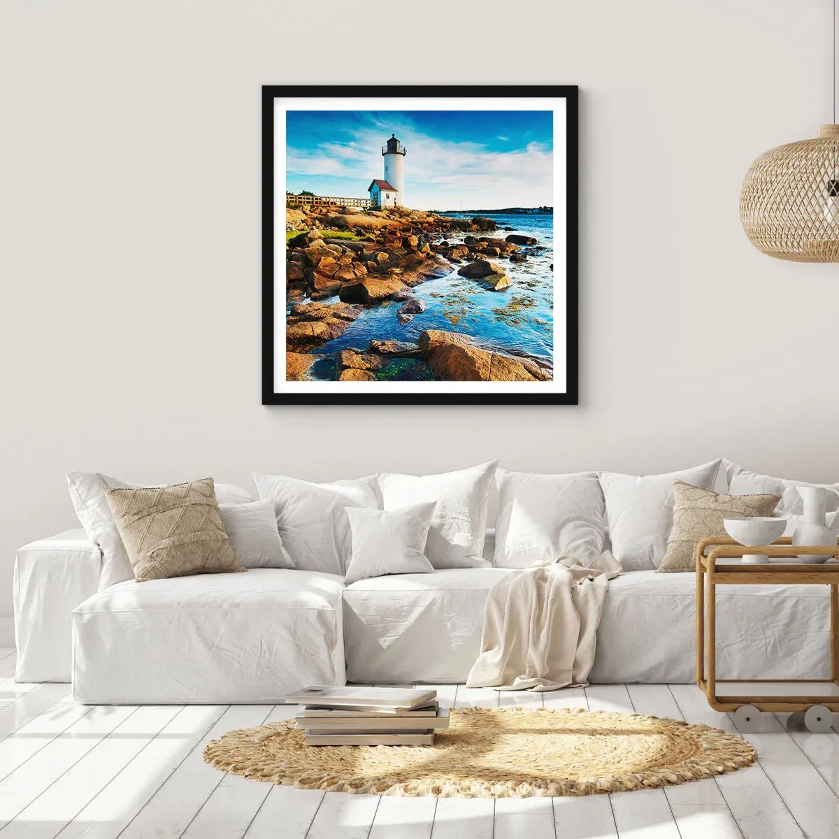 Affiche dans un cadre noir - Poster - Revenez heureux, j'attends - 30x30 cm