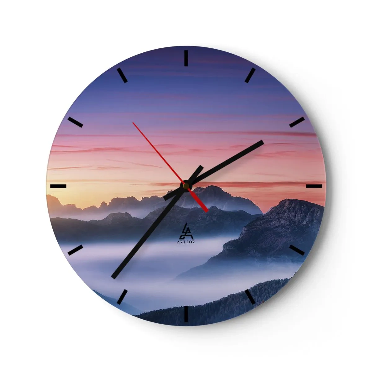 Horloge murale - Pendule murale - Au-dessus des vallées - 40x40 cm