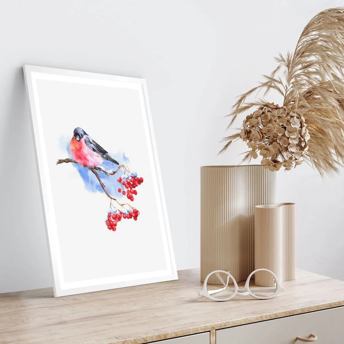 Affiche dans un cadre blanc - Poster - L'hiver en couleurs - 70x100 cm