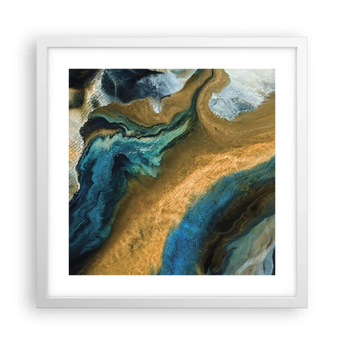 Affiche dans un cadre blanc - Poster - Bleu - jaune - influences mutuelles - 40x40 cm