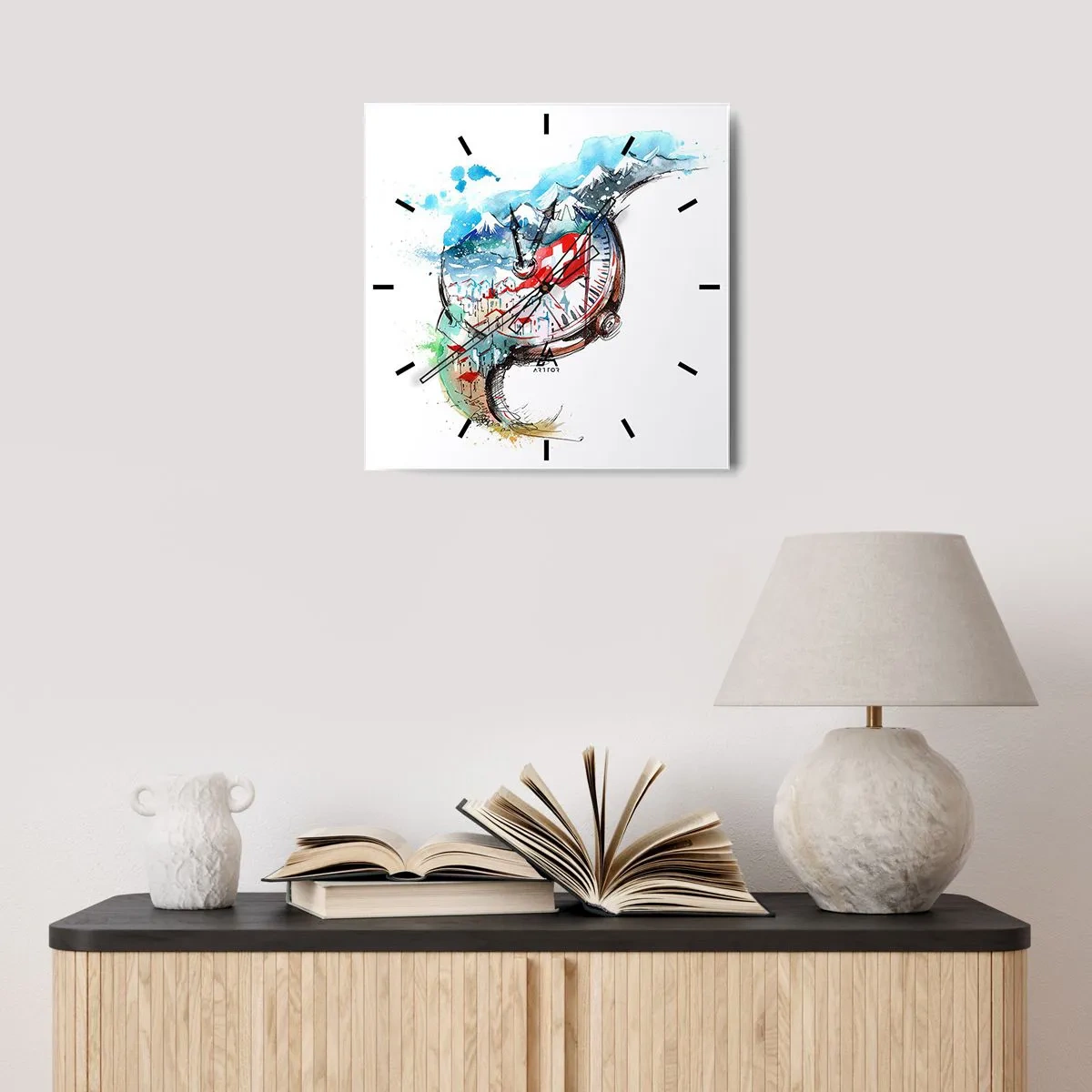 Horloge murale - Pendule murale - L'esprit de la Suisse - 30x30 cm