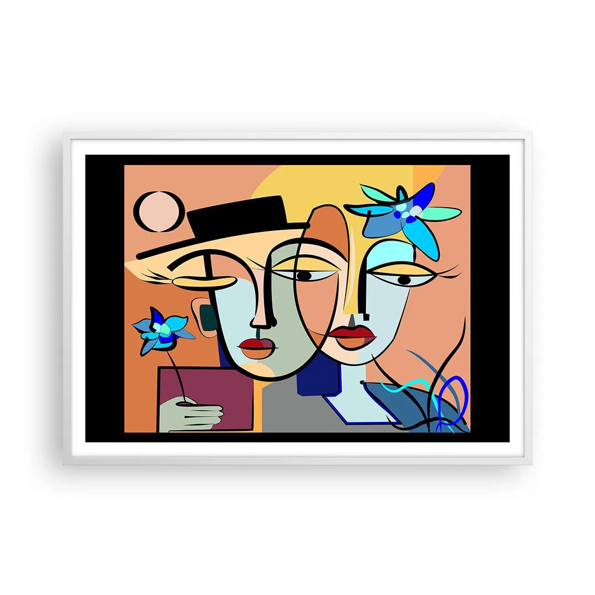 Affiche dans un cadre blanc - Poster - Le Rendez-vous de Picasso - 100x70 cm