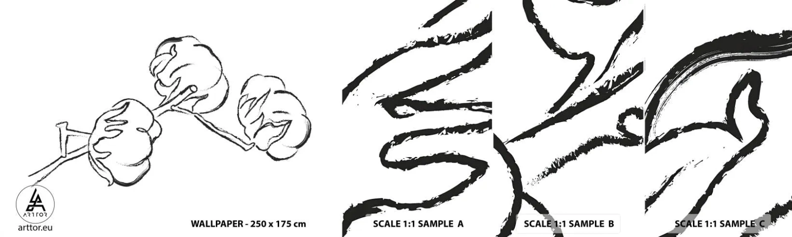 Échantillon de Papier Peint Autocollant Deluxe Sticker - Duvet de coton - Coton, Minimalisme, Contour - 100x30 cm