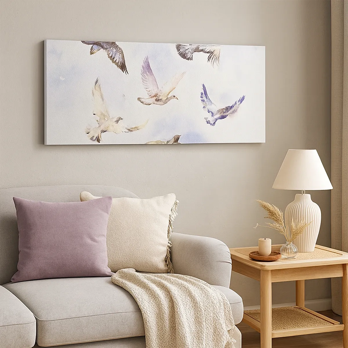 Impression sur toile - Image sur toile - Liberté en gris et bleu - 30x30 cm