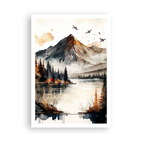 Affiche - Poster - Automne doré dans les montagnes - 70x100 cm