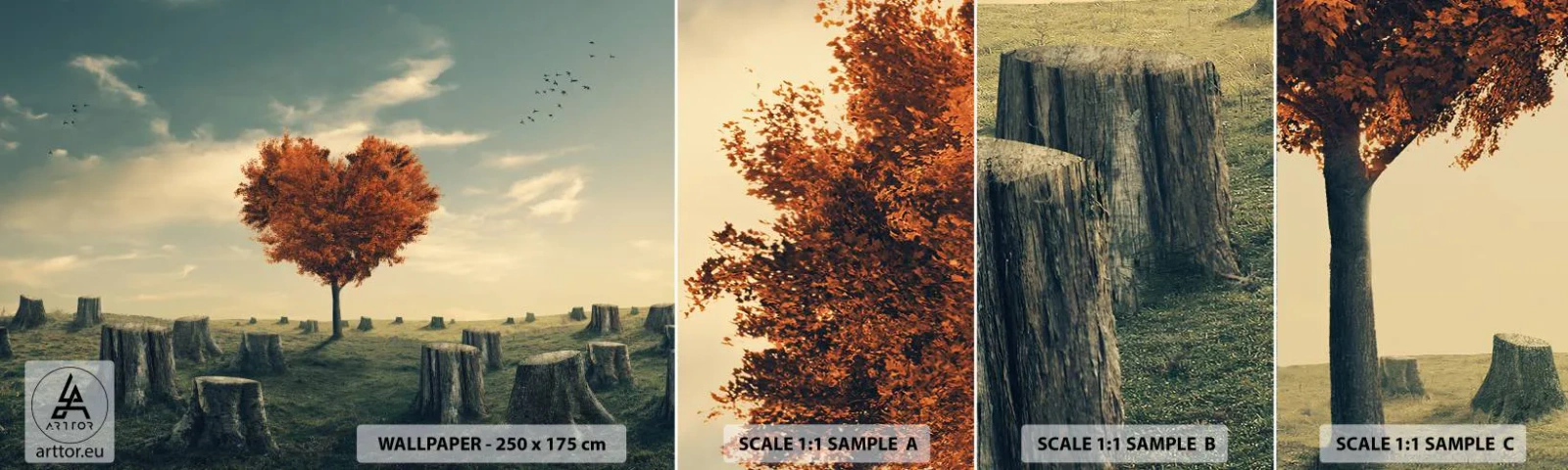 Échantillon De Papier Peint Standard Eco - Il y a toujours de l'espoir - Abstraction, Paysage, Arbre - 100x30 cm