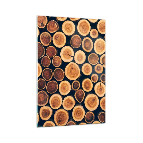 Impression sur verre - Image sur verre - Modèle réalisé à partir de sections transversales de bûches de bois - 70x100cm - Quel âge je semble avoir ? - Décoration murale moderne pour le salon et la chambre ARTTOR