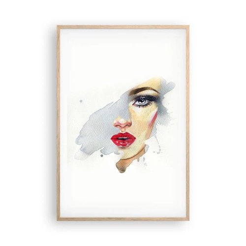 Affiche dans un chêne clair - Poster - Reflet dans une goutte d'eau - 61x91 cm