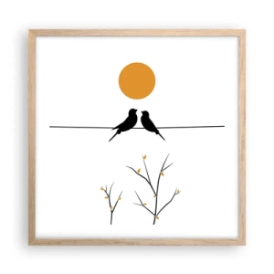 Affiche dans un chêne clair - Poster - Soirée pour rossignols - 50x50 cm