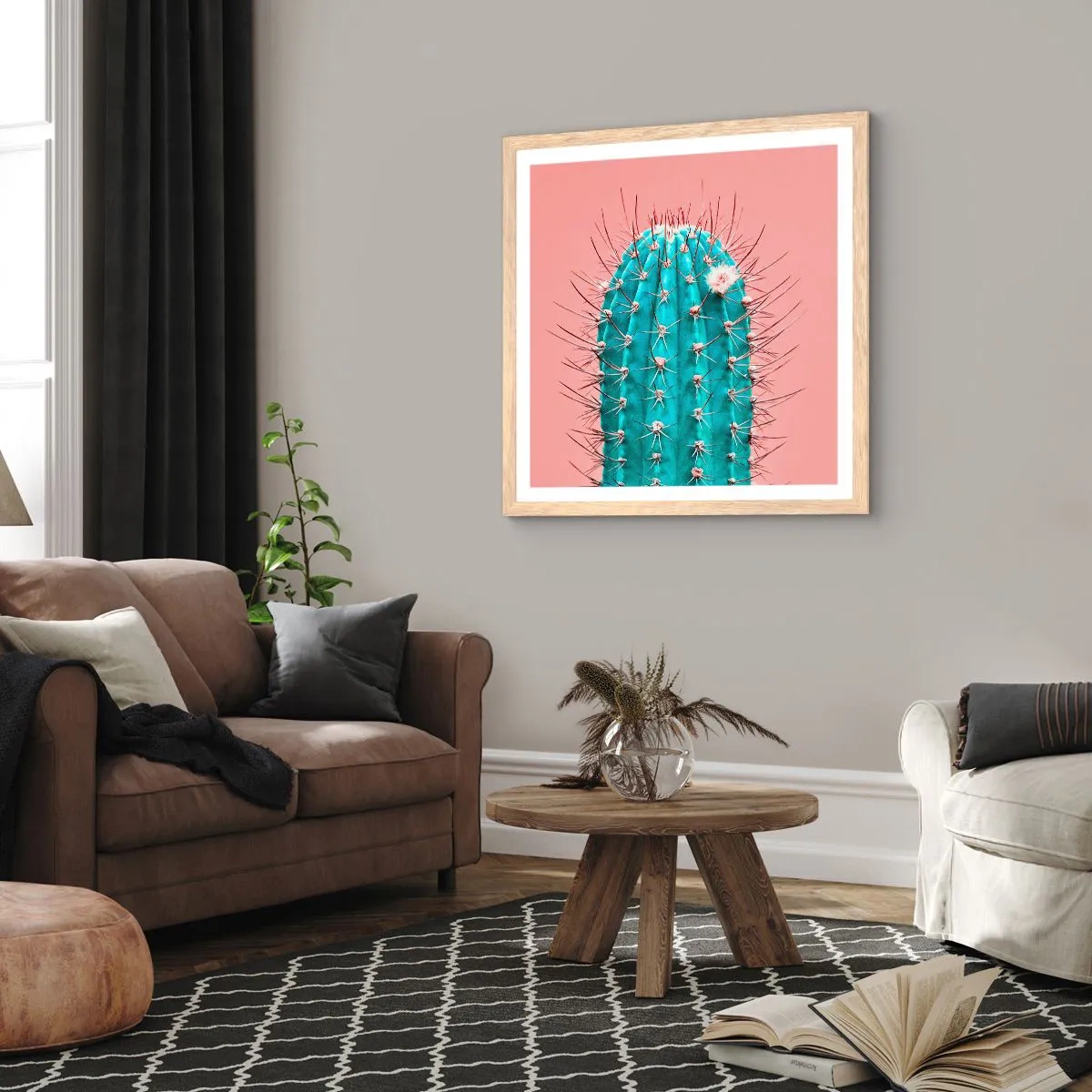 Affiche dans un chêne clair - Poster - Juste regarde - 60x60 cm