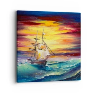 Impression sur toile - Image sur toile - Courageusement sous les vagues - 40x40 cm