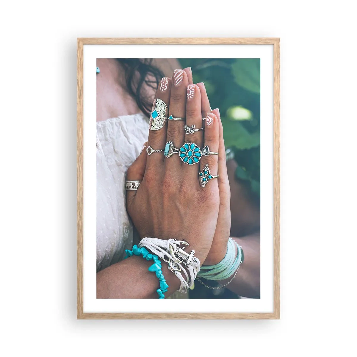 Affiche dans un chêne clair - Poster - Bienvenue au centre du bien-être - 50x70 cm