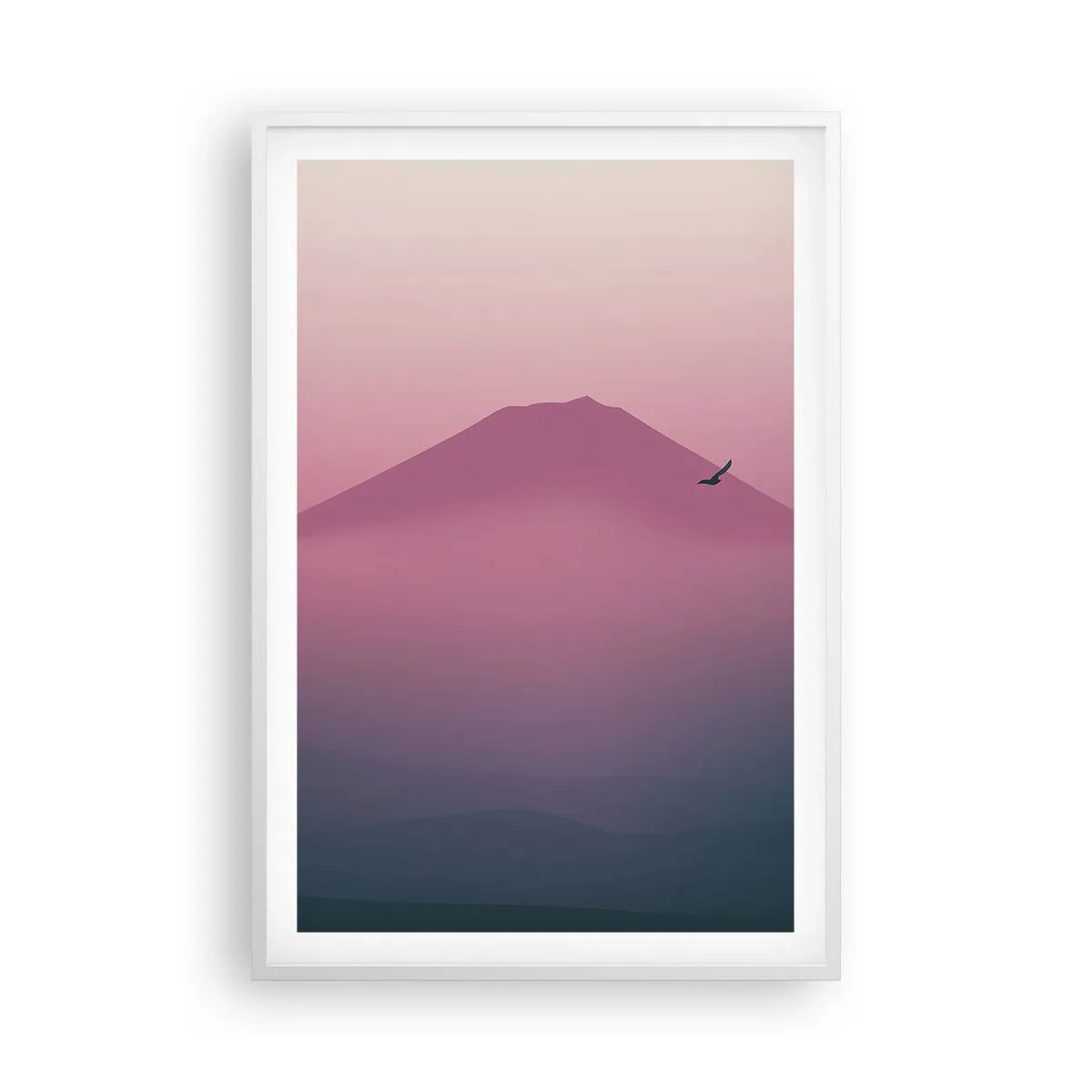 Affiche dans un cadre blanc - Poster - Des pèlerins au dessus des nuages - 61x91 cm