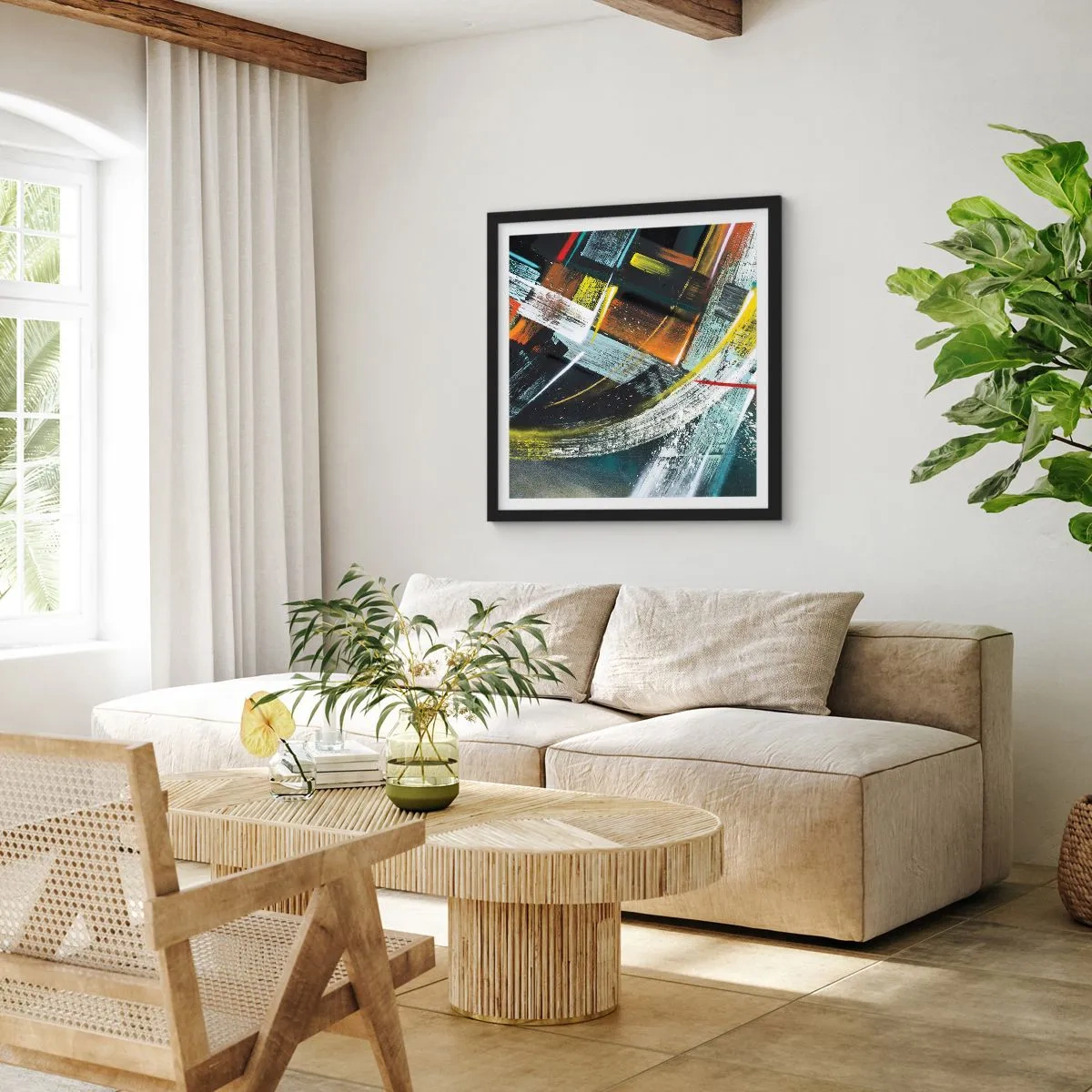 Affiche dans un cadre noir - Poster - L'énergie du mouvement - 50x50 cm