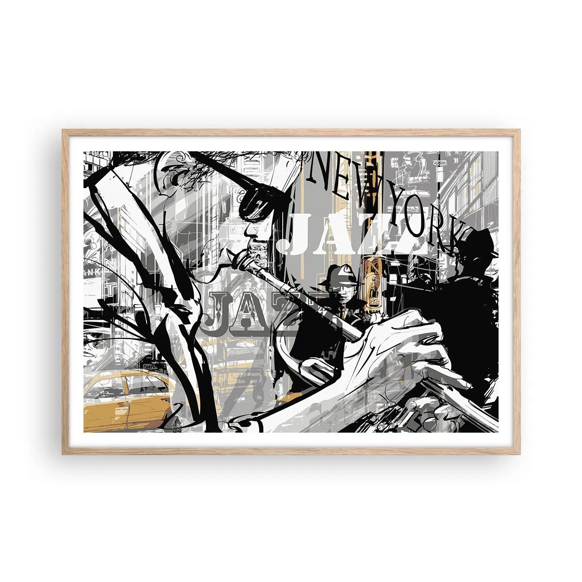 Affiche dans un chêne clair - Poster - Au rythme de New York - 100x70 cm