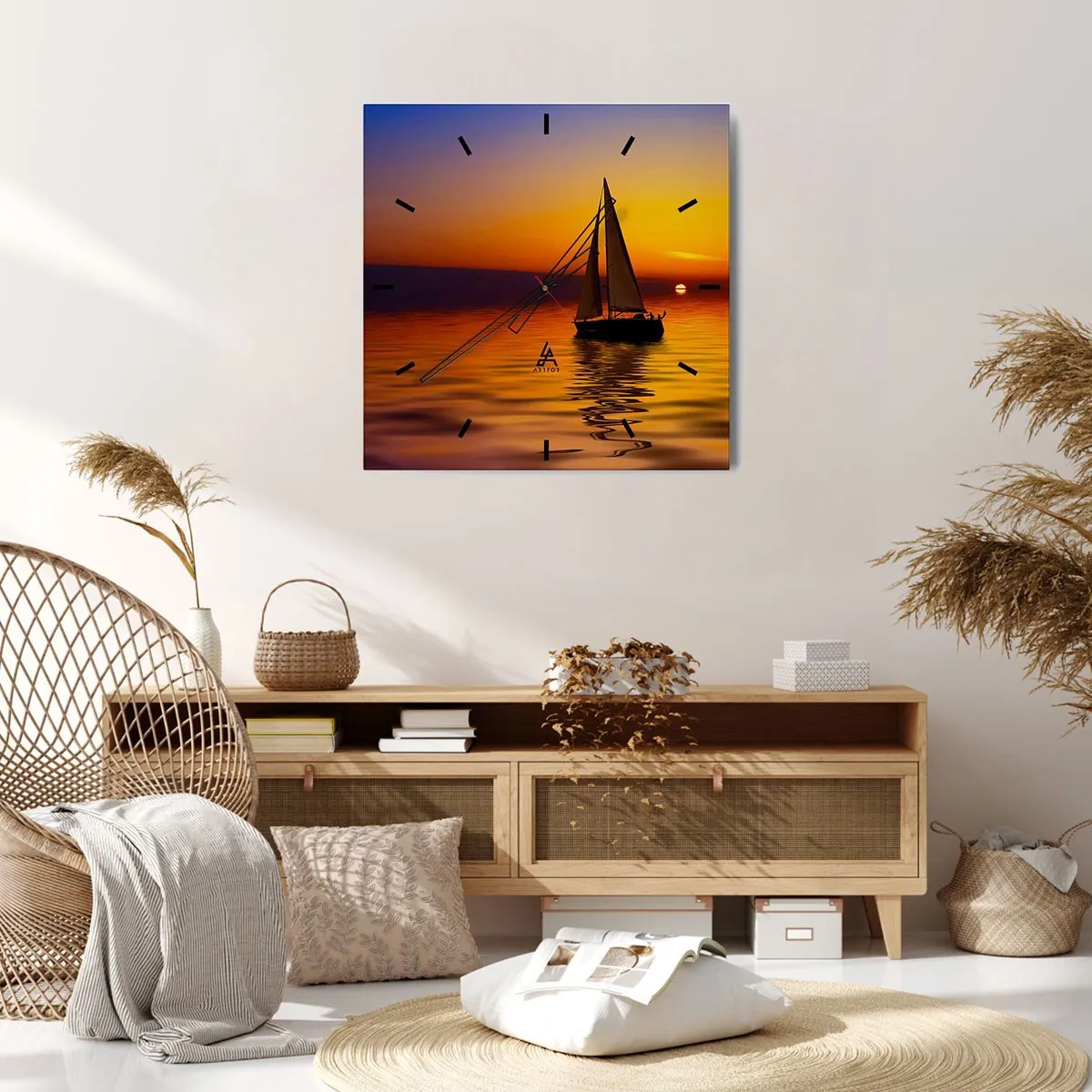 Horloge murale - Pendule murale - Comme c'est calme au crépuscule… - 40x40 cm