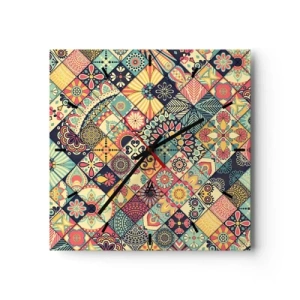 Horloge murale - Pendule murale - Motifs géométriques colorés inspirés du style marocain - 30x30cm - Ambiance marocaine - Décoration murale moderne pour le salon et la chambre ARTTOR