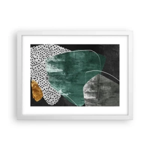 Affiche dans un cadre blanc - Poster - Abstraction colorée avec feuille d'or - 40x30 cm