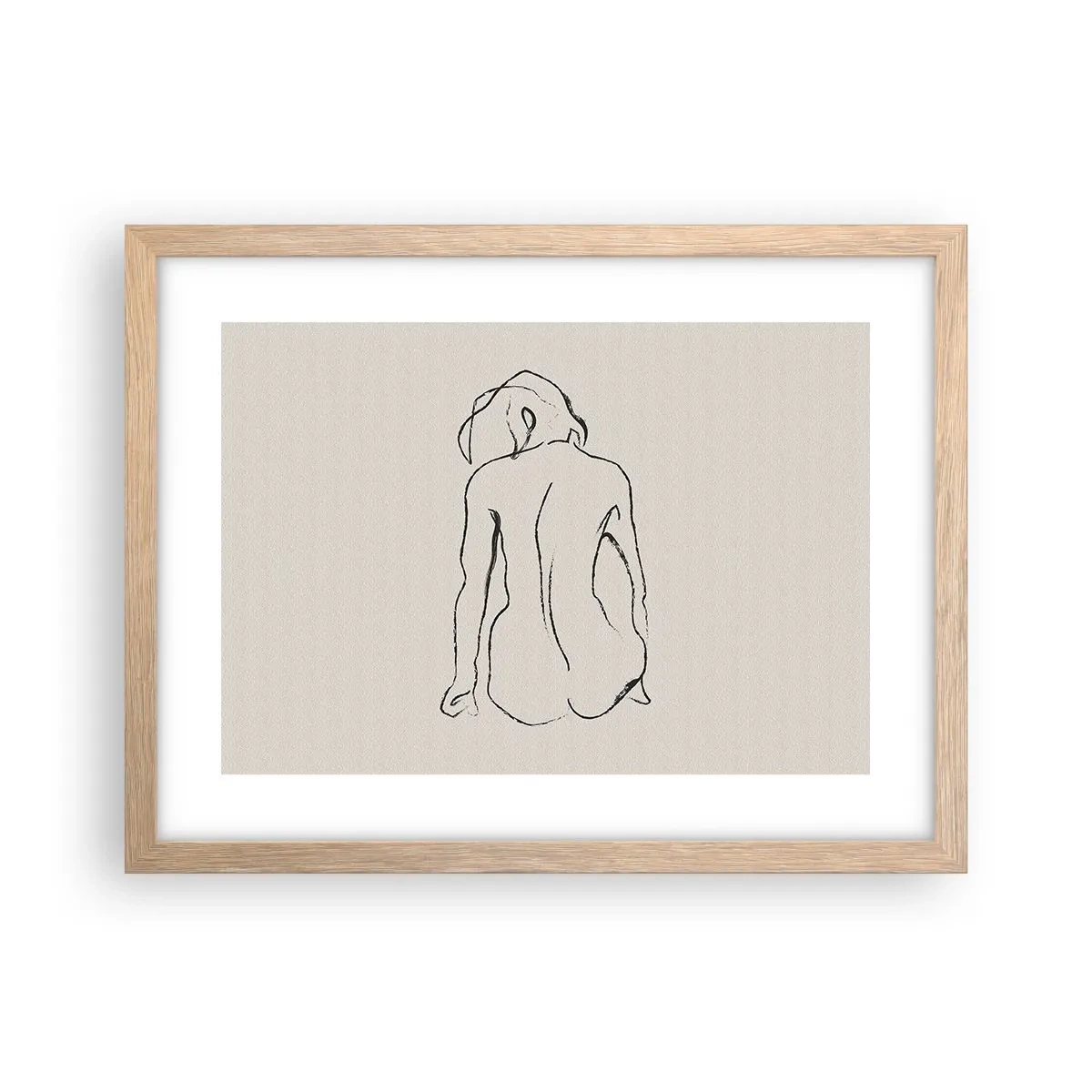 Affiche dans un chêne clair - Poster - Femme nue - 40x30 cm