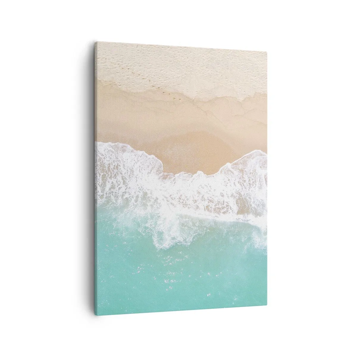 Impression sur toile - Image sur toile - Vue plongeante sur une plage aux eaux turquoise et aux vagues douces - 50x70cm - Caresse de l'océan - Décoration murale moderne pour le salon et la chambre ARTTOR