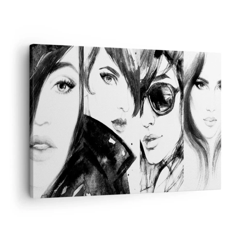 Impression sur toile - Image sur toile - Portraits élégants de femmes aux tons monochromes - 70x50cm - La beauté multipliée - Décoration murale moderne pour le salon et la chambre ARTTOR