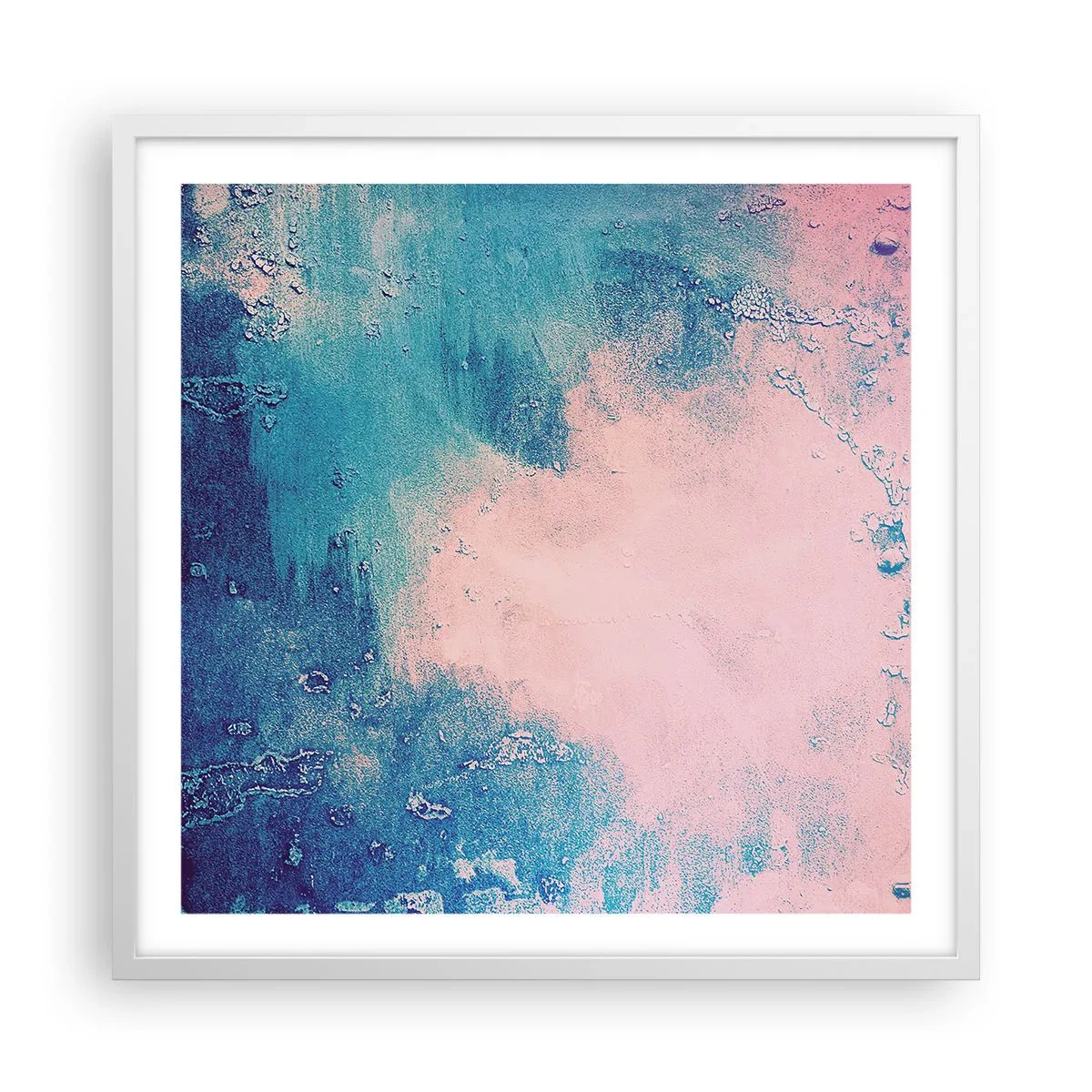 Affiche dans un cadre blanc - Poster - Etreintes bleues - 60x60 cm