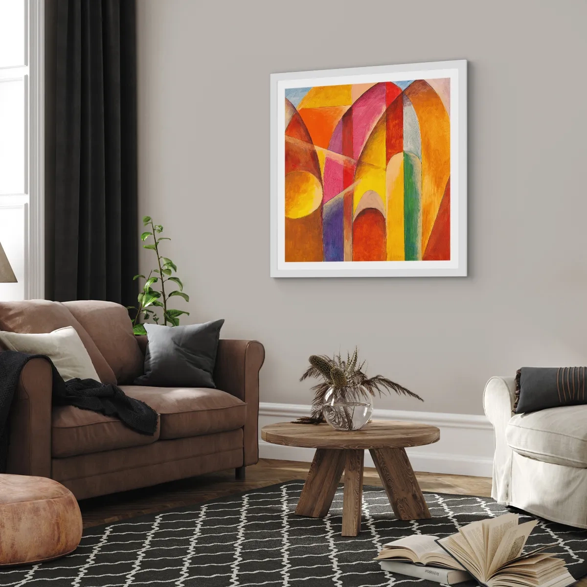 Affiche dans un cadre blanc - Poster - Cathédrale du soleil - 60x60 cm