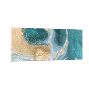 Impression sur verre - Image sur verre - Tourbillon d'or et de turquoise - 100x40 cm