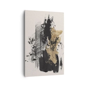 Impression sur toile - Image sur toile - Une peinture abstraite en noir et or avec des lignes et des structures dynamiques. - 80x120cm - Composer avec passion - Décoration murale moderne pour le salon et la chambre ARTTOR