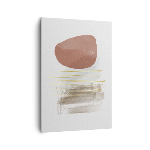 Impression sur toile - Image sur toile - Composition abstraite dans les tons beige et or - 70x100cm - Colonnade abstraite - Décoration murale moderne pour le salon et la chambre ARTTOR